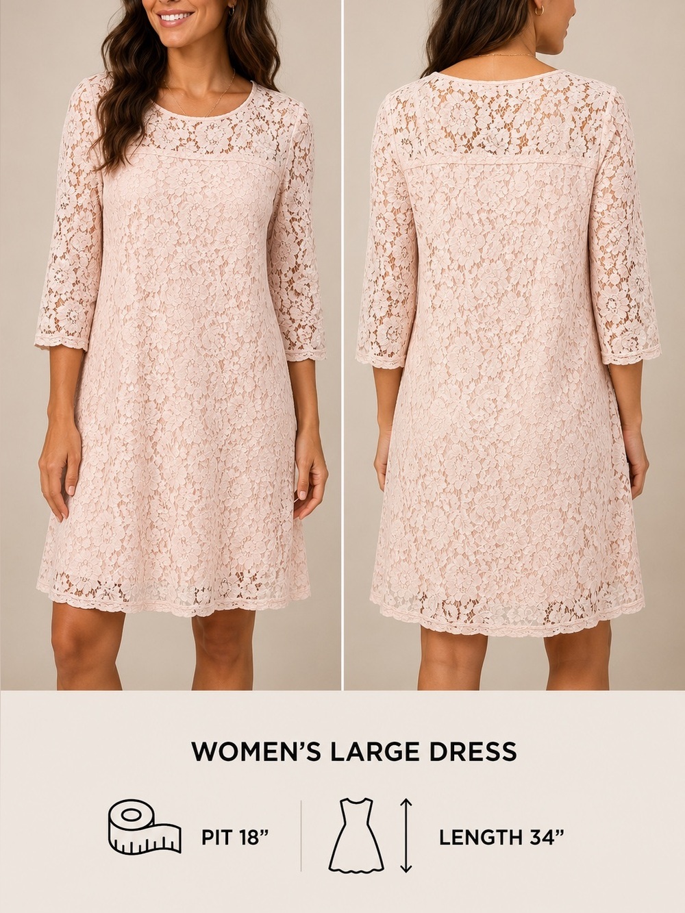 Wrangler Lace Midi Dress in Blush LARGE Pit 18”
Length 34”